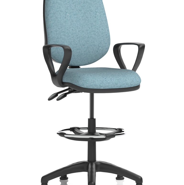 Eclipse Plus II Task Operator Office Chair with Hi Rise Draughtsman Kit In Quest And Rivet Fabric