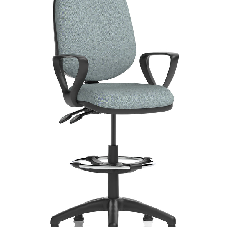 Eclipse Plus II Task Operator Office Chair with Hi Rise Draughtsman Kit In Quest And Rivet Fabric