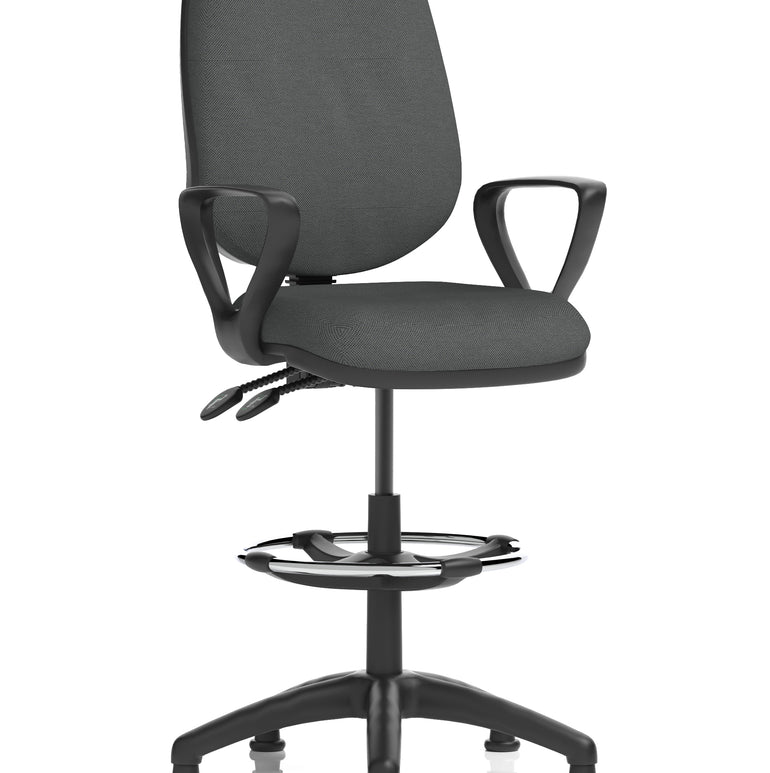 Eclipse Plus II Task Operator Office Chair with Hi Rise Draughtsman Kit In Quest And Rivet Fabric