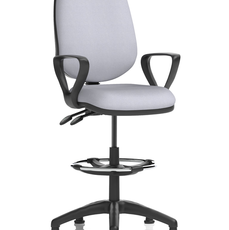 Eclipse Plus II Task Operator Office Chair with Hi Rise Draughtsman Kit In Quest And Rivet Fabric