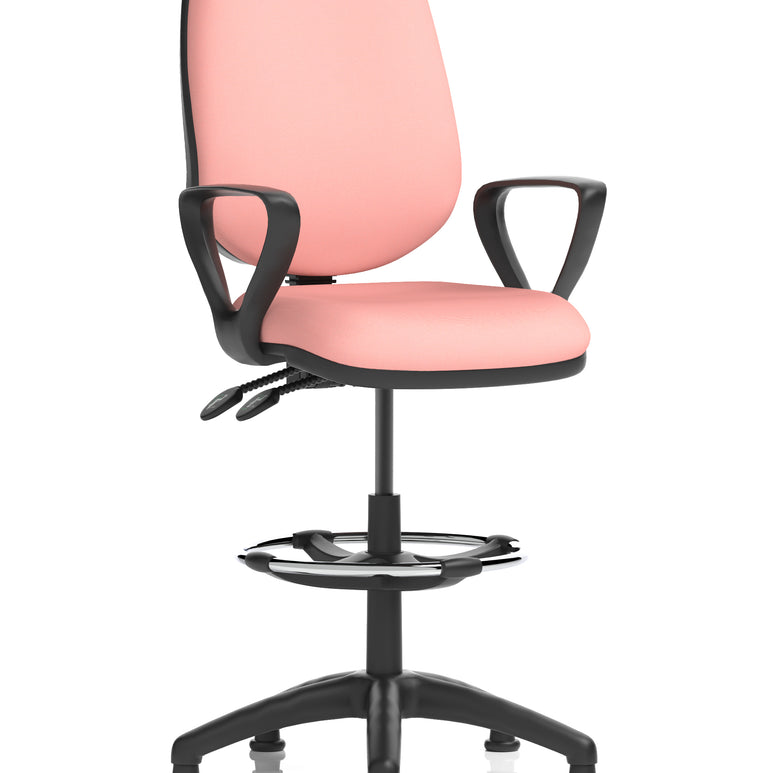Eclipse Plus II Task Operator Office Chair with Hi Rise Draughtsman Kit In Quest And Rivet Fabric