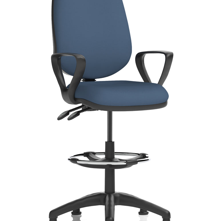 Eclipse Plus II Task Operator Office Chair with Hi Rise Draughtsman Kit In Quest And Rivet Fabric