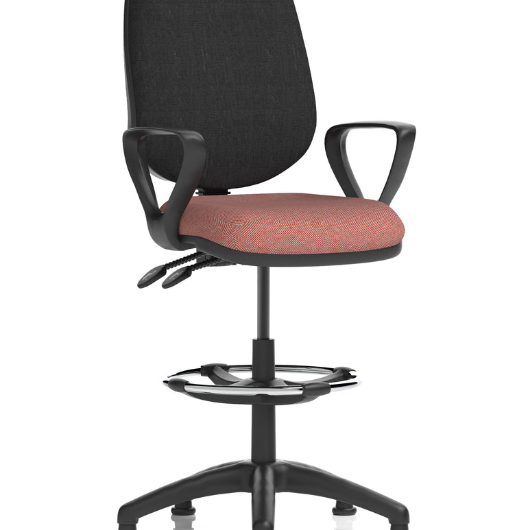 Eclipse Plus II Task Operator Office Chair with Hi Rise Draughtsman Kit In Quest And Rivet Fabric