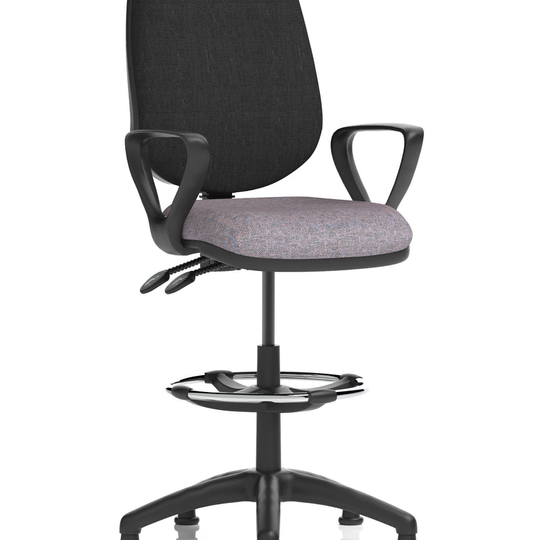 Eclipse Plus II Task Operator Office Chair with Hi Rise Draughtsman Kit In Quest And Rivet Fabric