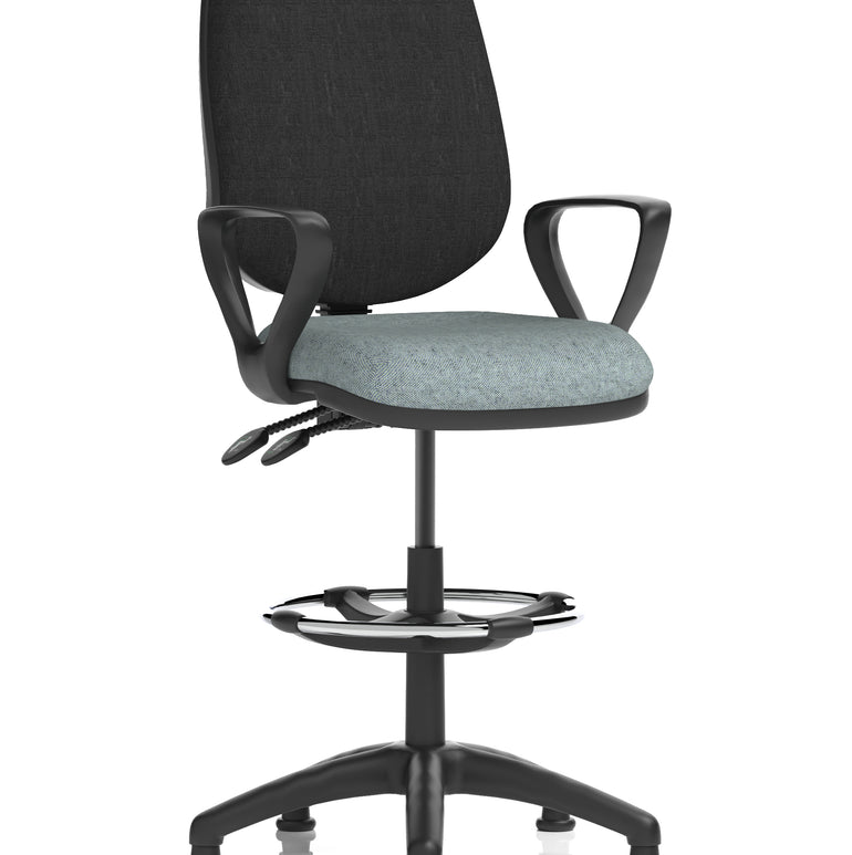 Eclipse Plus II Task Operator Office Chair with Hi Rise Draughtsman Kit In Quest And Rivet Fabric