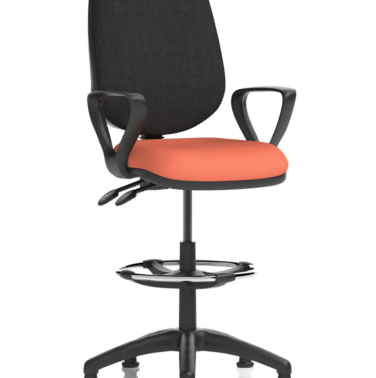 Eclipse Plus II Task Operator Office Chair with Hi Rise Draughtsman Kit In Quest And Rivet Fabric