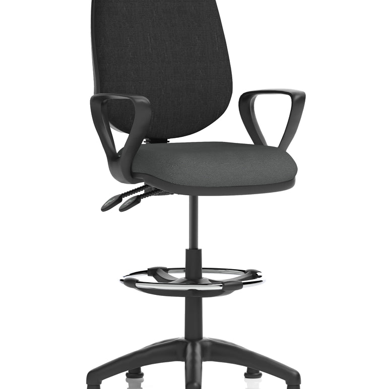 Eclipse Plus II Task Operator Office Chair with Hi Rise Draughtsman Kit In Quest And Rivet Fabric