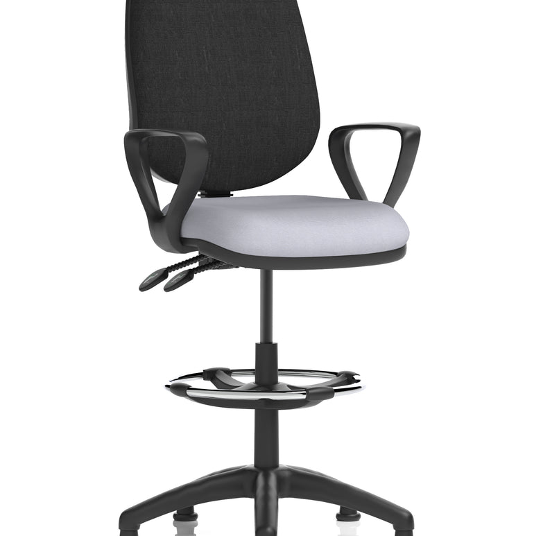 Eclipse Plus II Task Operator Office Chair with Hi Rise Draughtsman Kit In Quest And Rivet Fabric