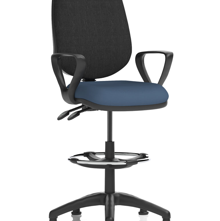 Eclipse Plus II Task Operator Office Chair with Hi Rise Draughtsman Kit In Quest And Rivet Fabric
