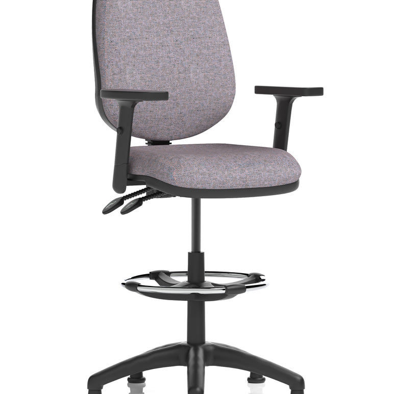 Eclipse Plus II Task Operator Office Chair with Hi Rise Draughtsman Kit In Quest And Rivet Fabric