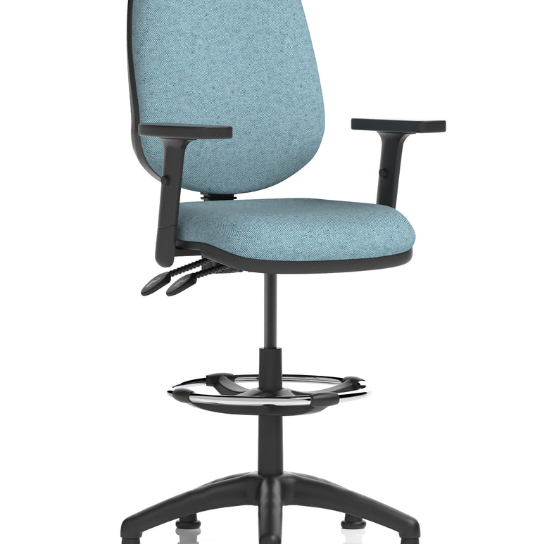 Eclipse Plus II Task Operator Office Chair with Hi Rise Draughtsman Kit In Quest And Rivet Fabric