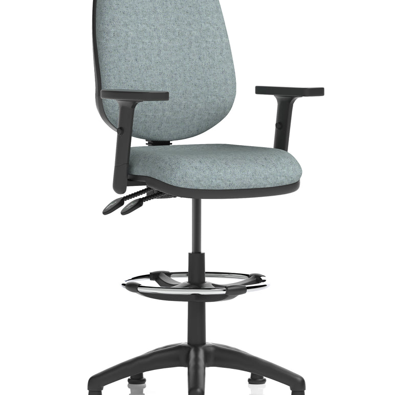 Eclipse Plus II Task Operator Office Chair with Hi Rise Draughtsman Kit In Quest And Rivet Fabric