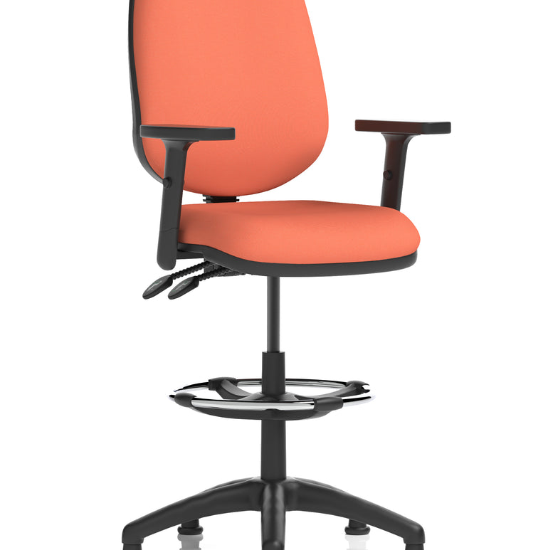 Eclipse Plus II Task Operator Office Chair with Hi Rise Draughtsman Kit In Quest And Rivet Fabric