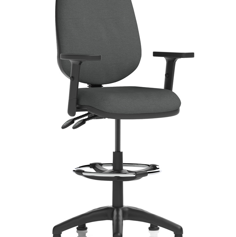 Eclipse Plus II Task Operator Office Chair with Hi Rise Draughtsman Kit In Quest And Rivet Fabric