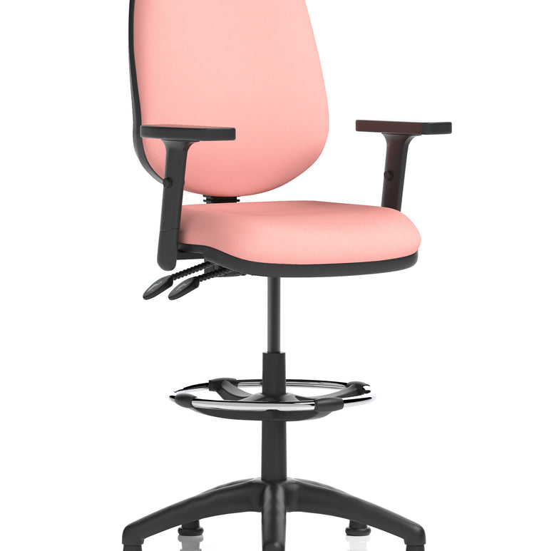 Eclipse Plus II Task Operator Office Chair with Hi Rise Draughtsman Kit In Quest And Rivet Fabric