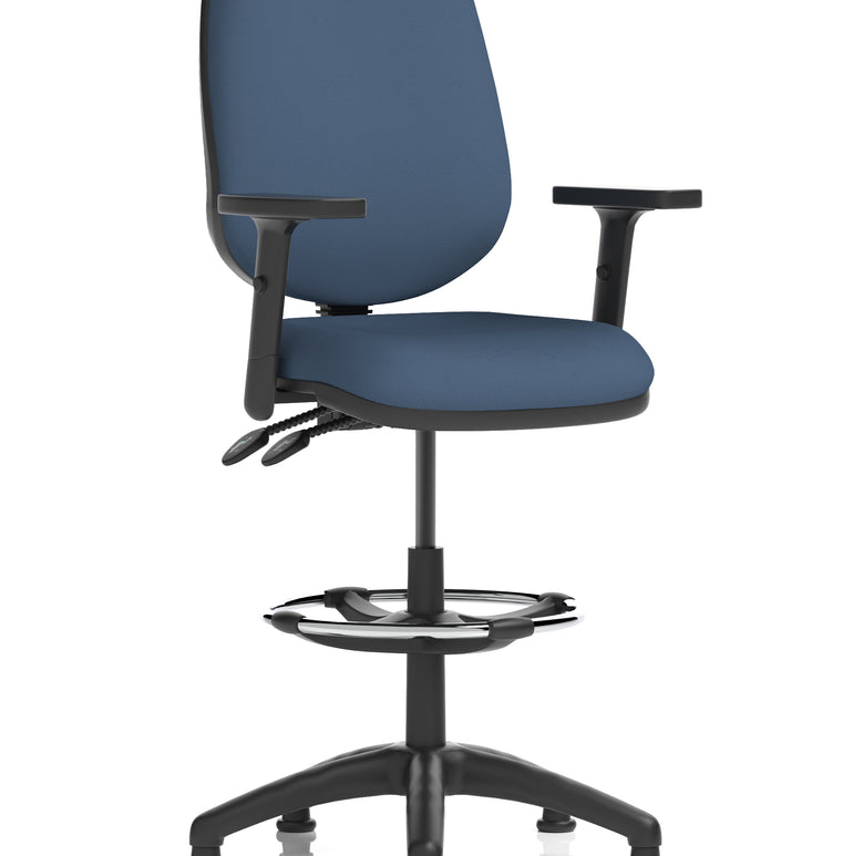 Eclipse Plus II Task Operator Office Chair with Hi Rise Draughtsman Kit In Quest And Rivet Fabric