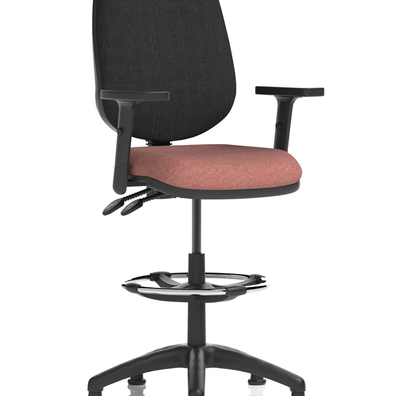Eclipse Plus II Task Operator Office Chair with Hi Rise Draughtsman Kit In Quest And Rivet Fabric