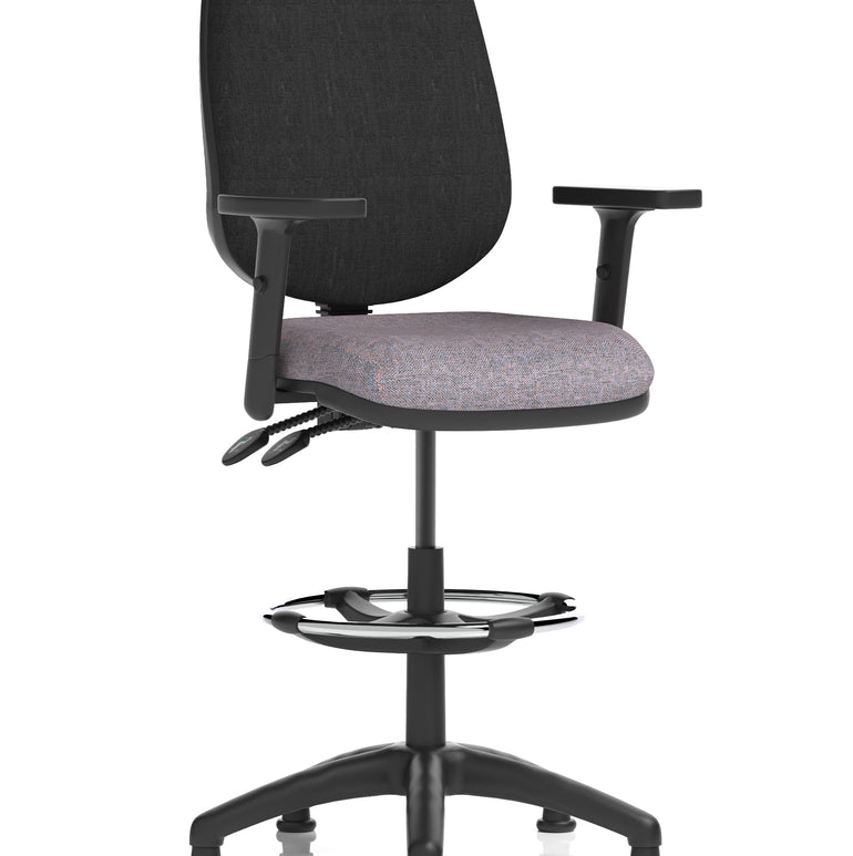 Eclipse Plus II Task Operator Office Chair with Hi Rise Draughtsman Kit In Quest And Rivet Fabric