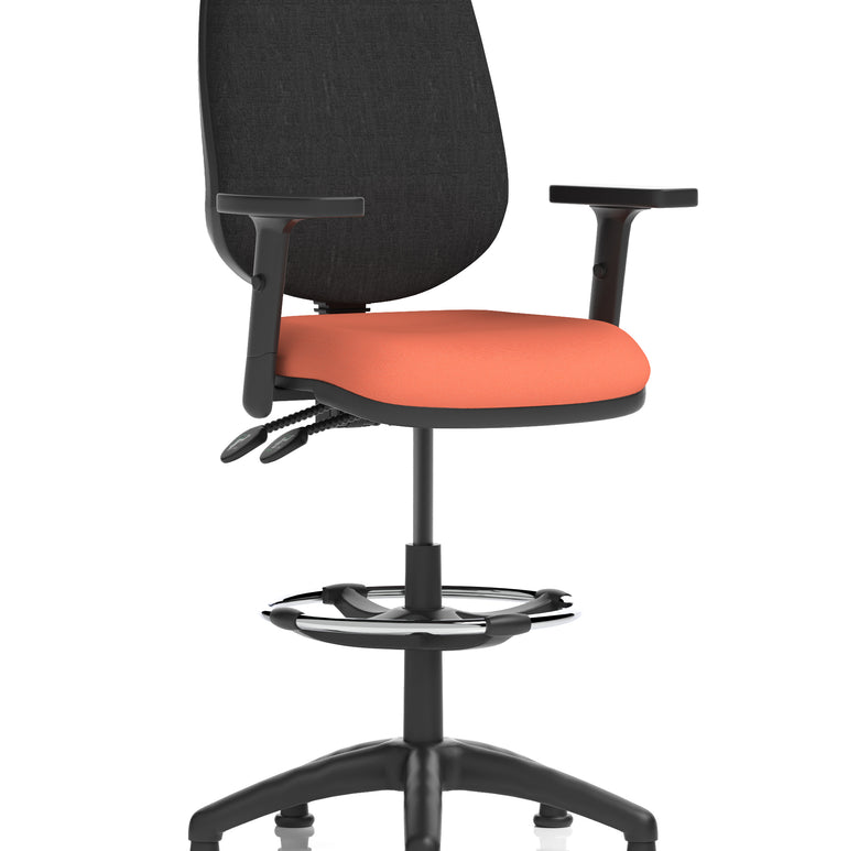 Eclipse Plus II Task Operator Office Chair with Hi Rise Draughtsman Kit In Quest And Rivet Fabric
