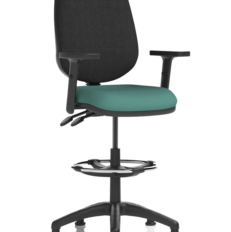 Eclipse Plus II Task Operator Office Chair with Hi Rise Draughtsman Kit In Quest And Rivet Fabric