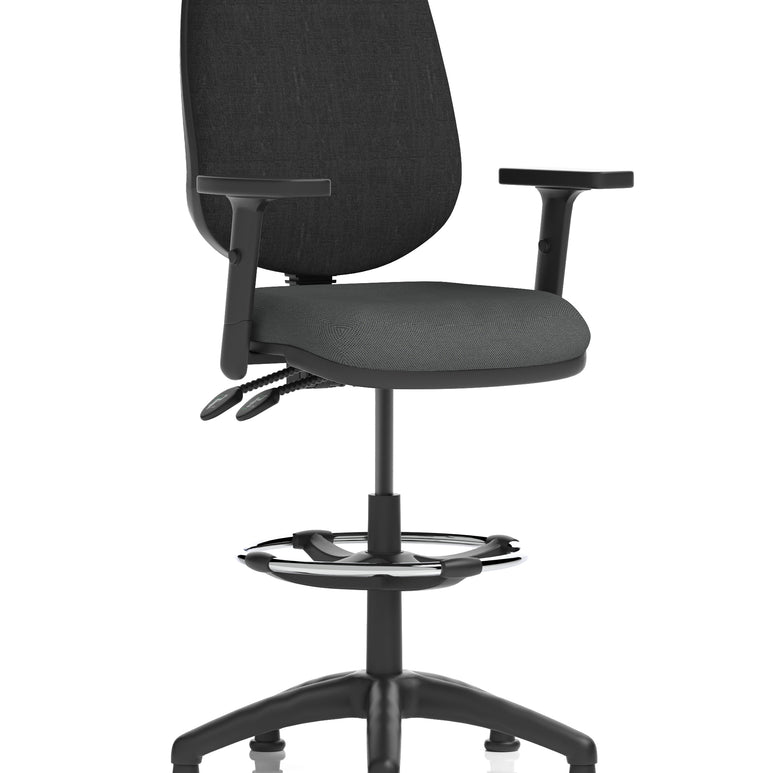 Eclipse Plus II Task Operator Office Chair with Hi Rise Draughtsman Kit In Quest And Rivet Fabric