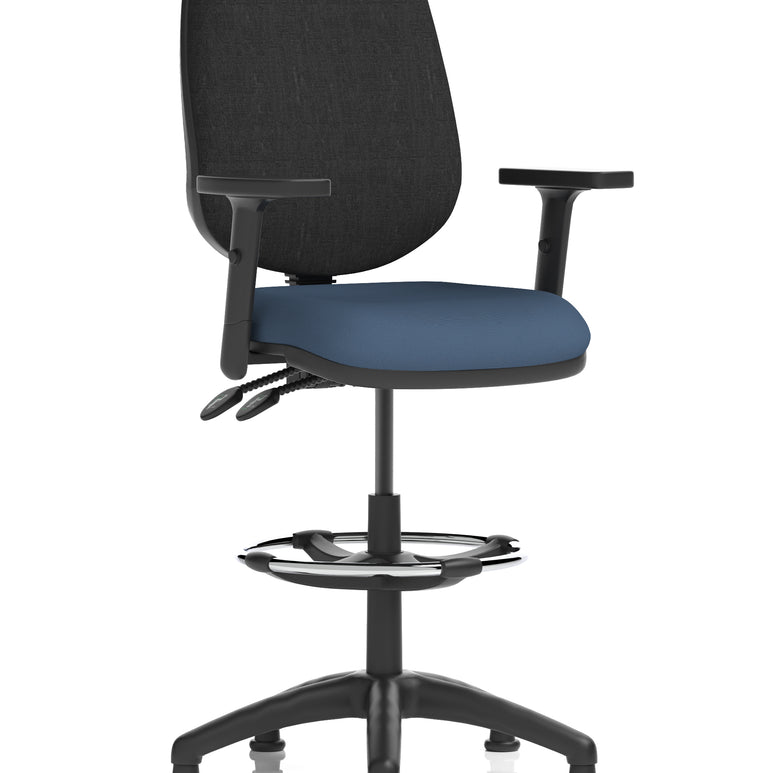 Eclipse Plus II Task Operator Office Chair with Hi Rise Draughtsman Kit In Quest And Rivet Fabric