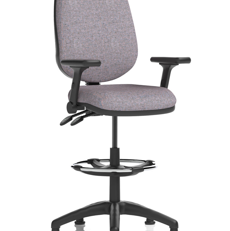 Eclipse Plus II Task Operator Office Chair with Hi Rise Draughtsman Kit In Quest And Rivet Fabric