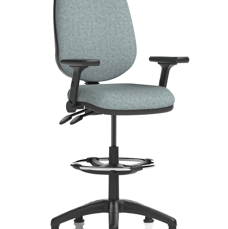 Eclipse Plus II Task Operator Office Chair with Hi Rise Draughtsman Kit In Quest And Rivet Fabric