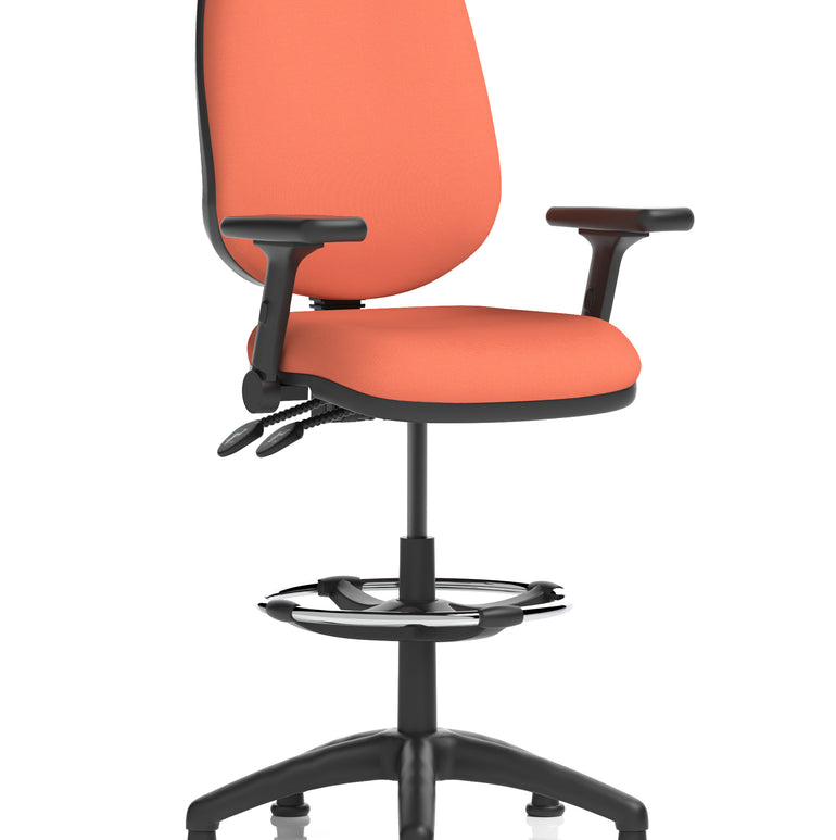 Eclipse Plus II Task Operator Office Chair with Hi Rise Draughtsman Kit In Quest And Rivet Fabric