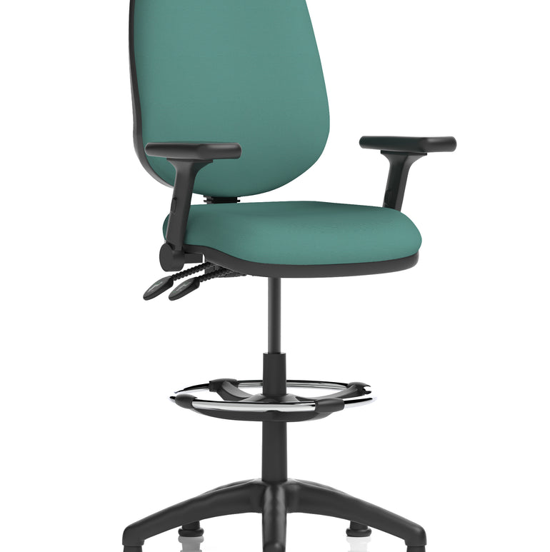 Eclipse Plus II Task Operator Office Chair with Hi Rise Draughtsman Kit In Quest And Rivet Fabric