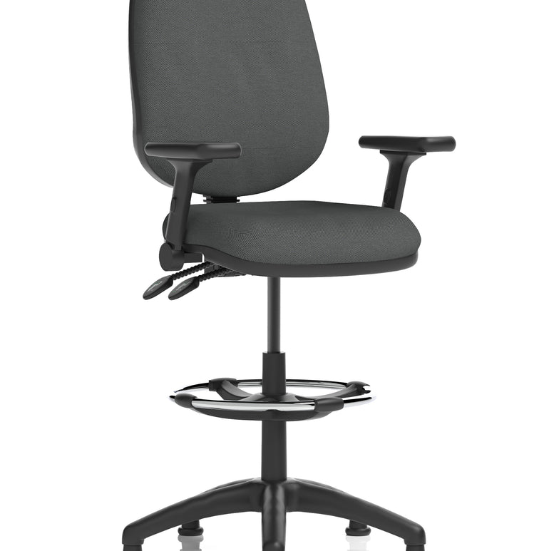 Eclipse Plus II Task Operator Office Chair with Hi Rise Draughtsman Kit In Quest And Rivet Fabric