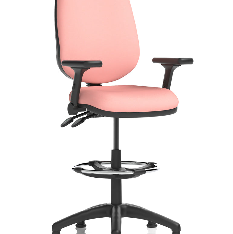 Eclipse Plus II Task Operator Office Chair with Hi Rise Draughtsman Kit In Quest And Rivet Fabric