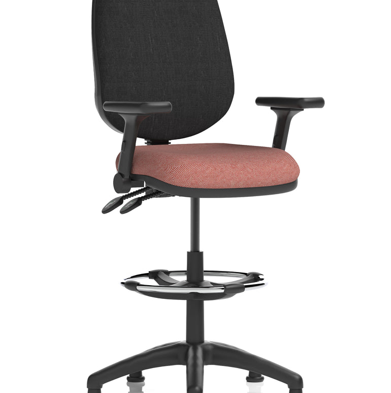 Eclipse Plus II Task Operator Office Chair with Hi Rise Draughtsman Kit In Quest And Rivet Fabric