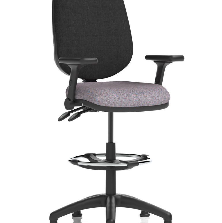 Eclipse Plus II Task Operator Office Chair with Hi Rise Draughtsman Kit In Quest And Rivet Fabric