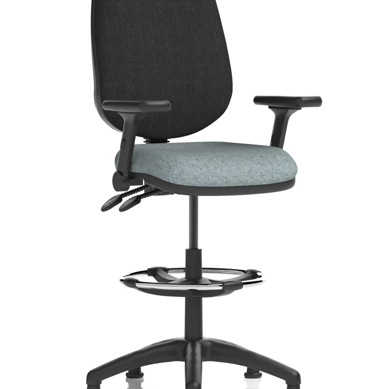 Eclipse Plus II Task Operator Office Chair with Hi Rise Draughtsman Kit In Quest And Rivet Fabric