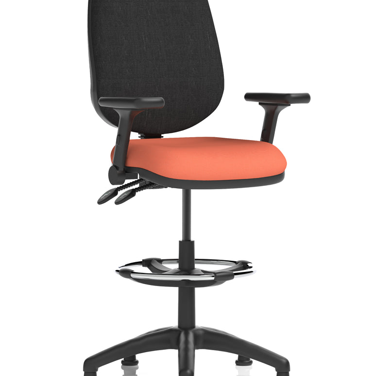 Eclipse Plus II Task Operator Office Chair with Hi Rise Draughtsman Kit In Quest And Rivet Fabric