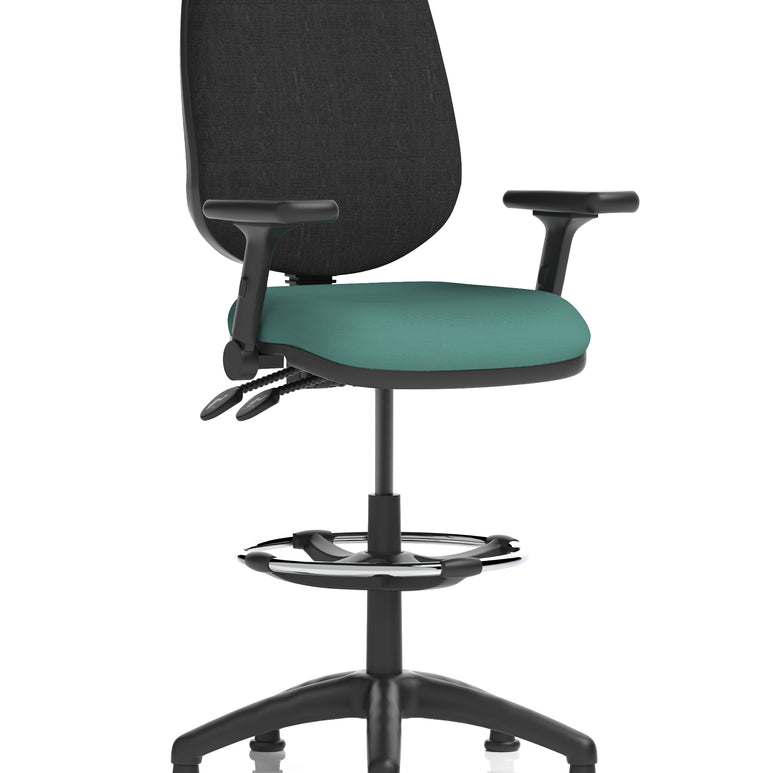 Eclipse Plus II Task Operator Office Chair with Hi Rise Draughtsman Kit In Quest And Rivet Fabric