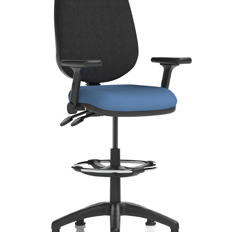 Eclipse Plus II Task Operator Office Chair with Hi Rise Draughtsman Kit In Quest And Rivet Fabric