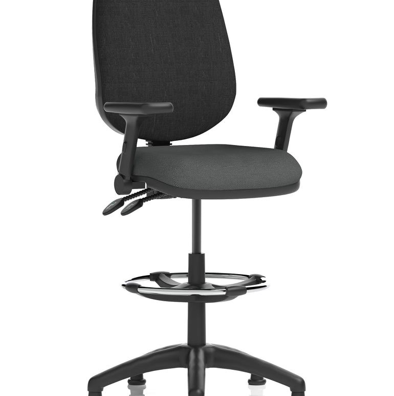 Eclipse Plus II Task Operator Office Chair with Hi Rise Draughtsman Kit In Quest And Rivet Fabric