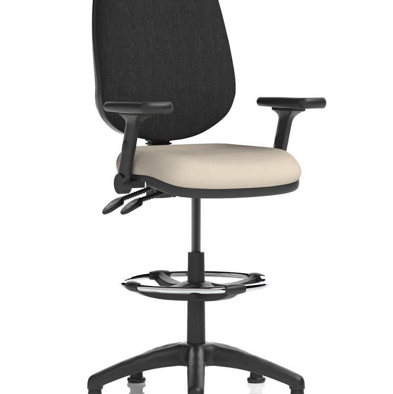 Eclipse Plus II Task Operator Office Chair with Hi Rise Draughtsman Kit In Quest And Rivet Fabric