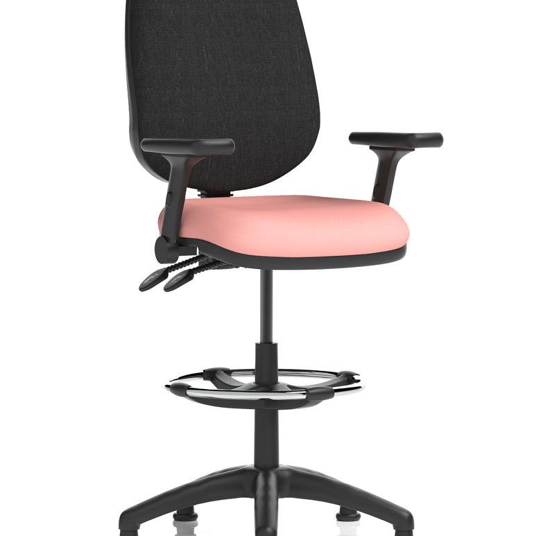 Eclipse Plus II Task Operator Office Chair with Hi Rise Draughtsman Kit In Quest And Rivet Fabric