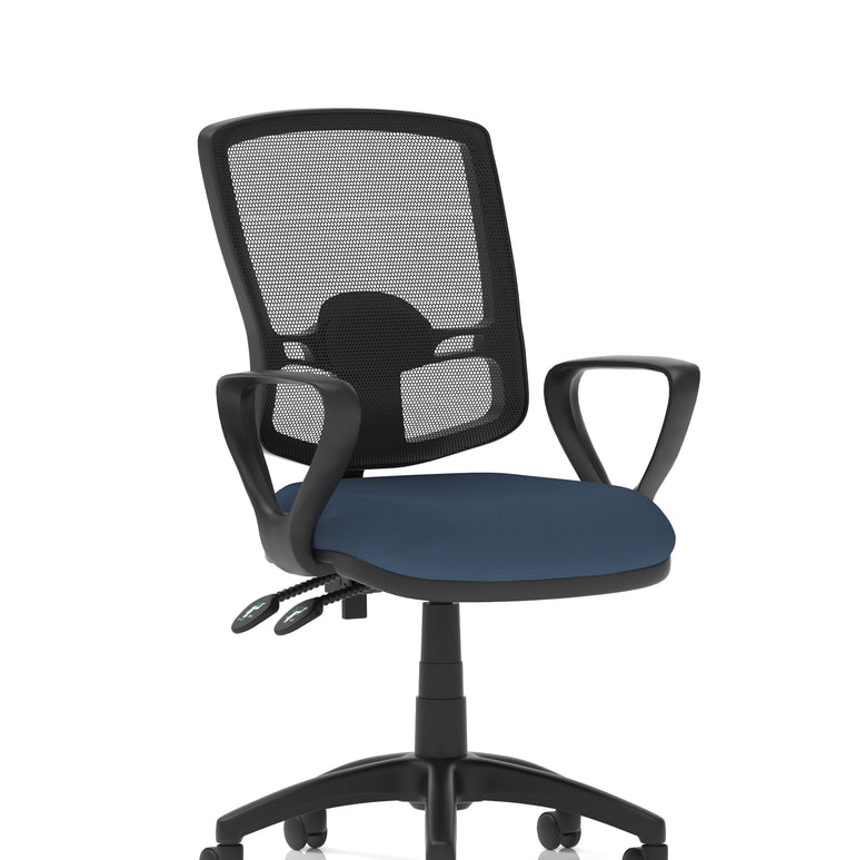 Eclipse Plus II Deluxe Mesh Back Task Operator Office Chair In Quest And Rivet Fabric