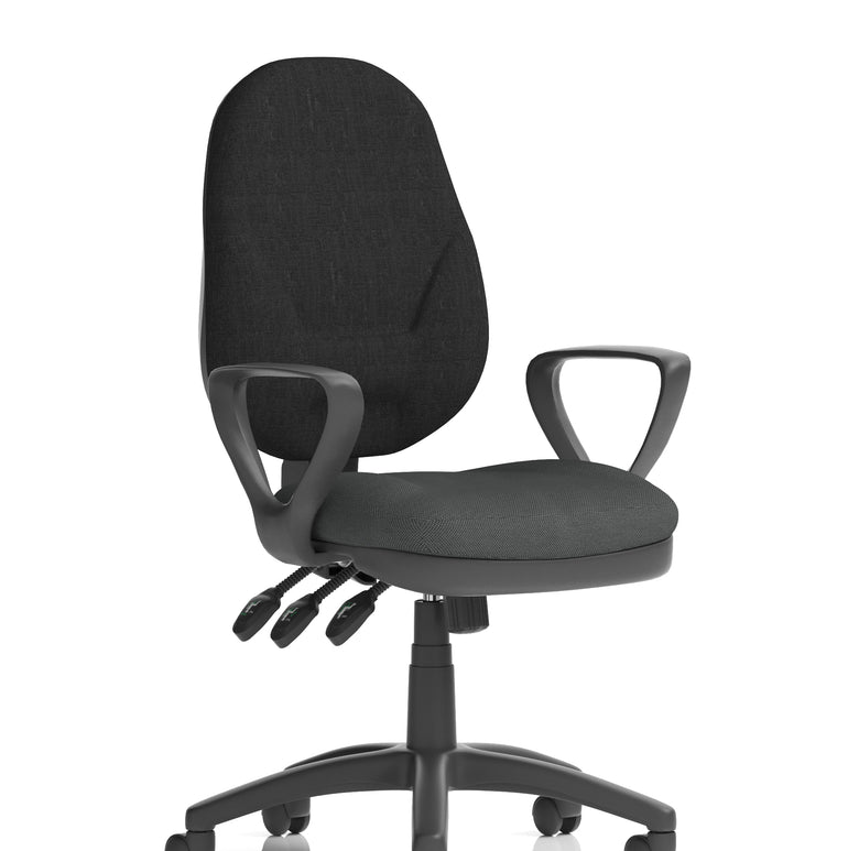 Eclipse Plus XL High Back Task Operator Office Chair In Quest And Rivet Fabric