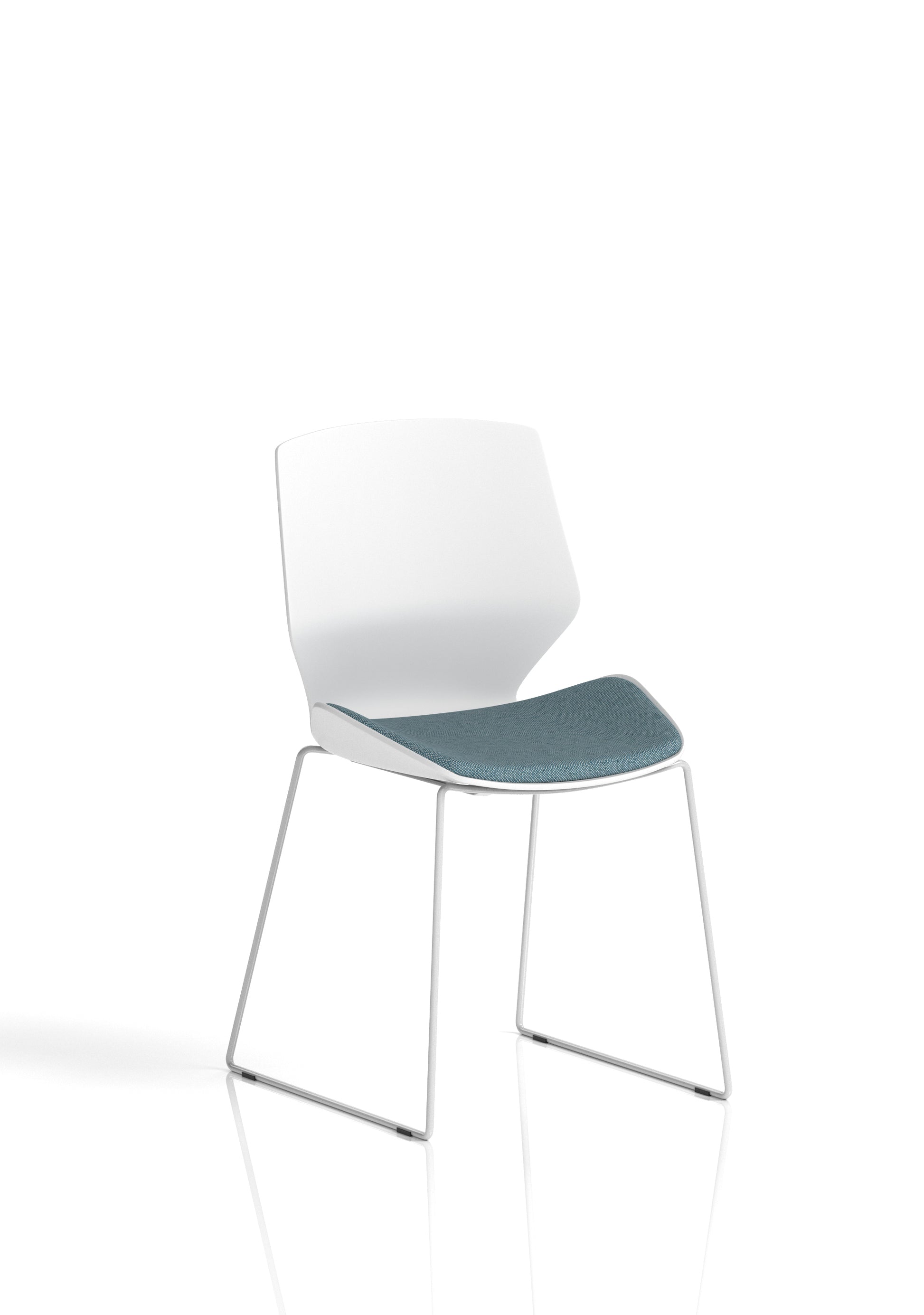 Florence Sled White Frame Fabric Seat Visitor Chair