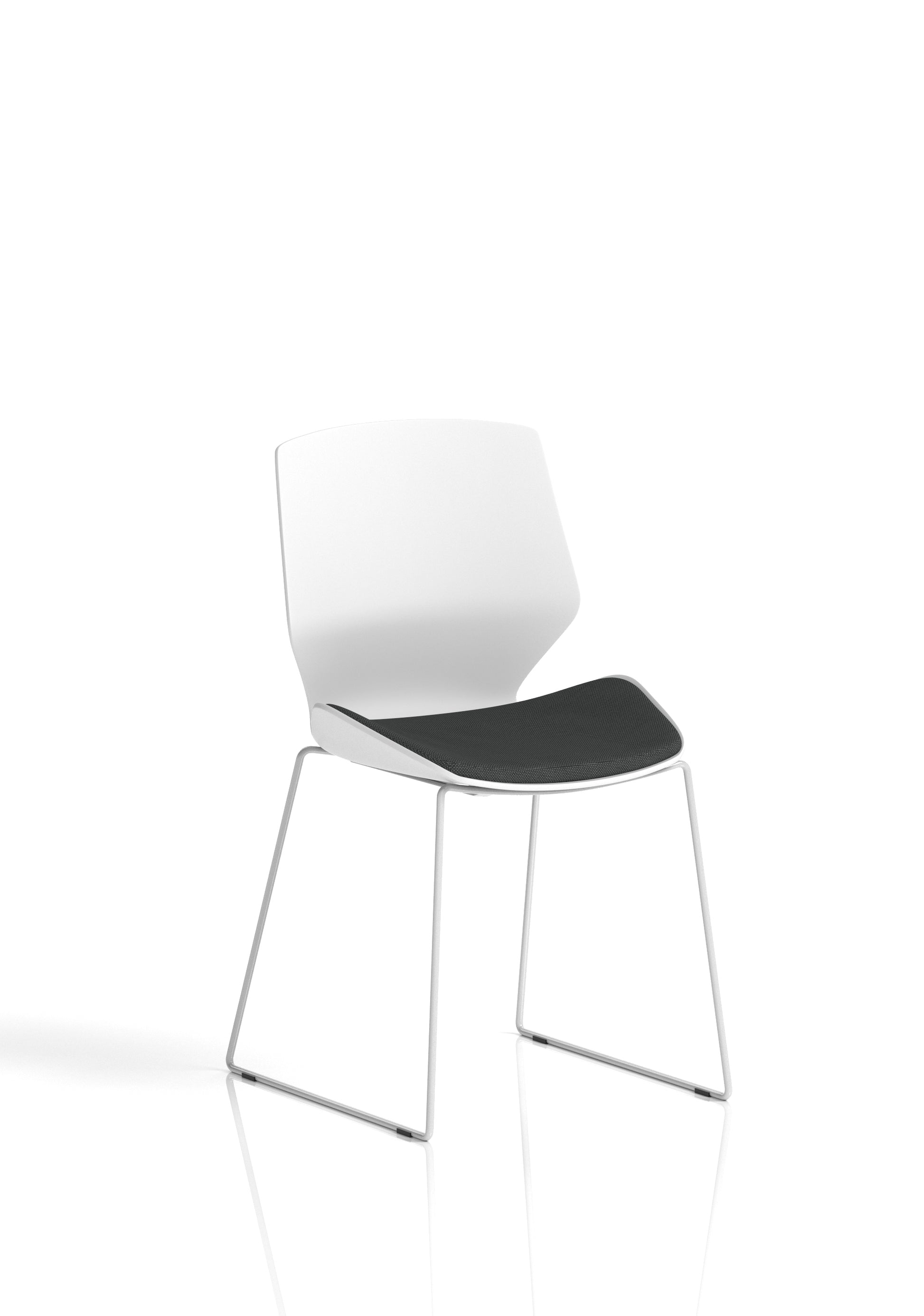 Florence Sled White Frame Fabric Seat Visitor Chair