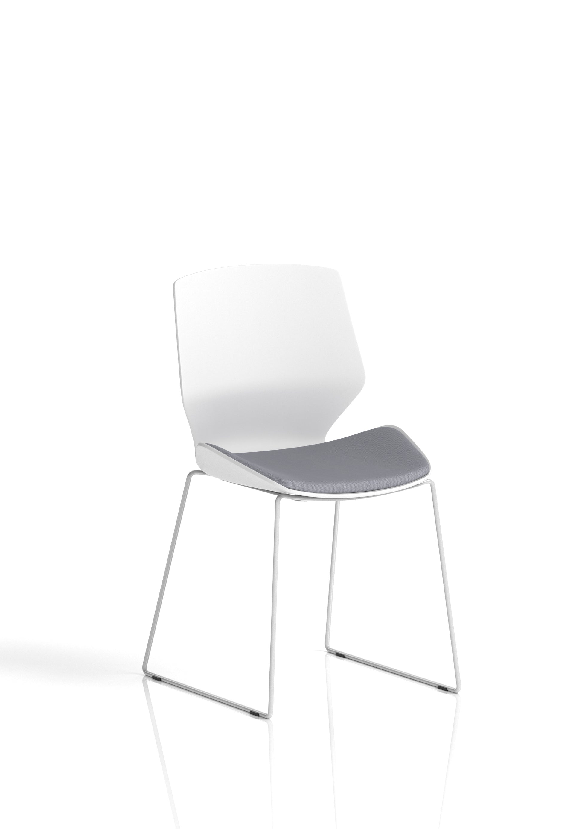Florence Sled White Frame Fabric Seat Visitor Chair
