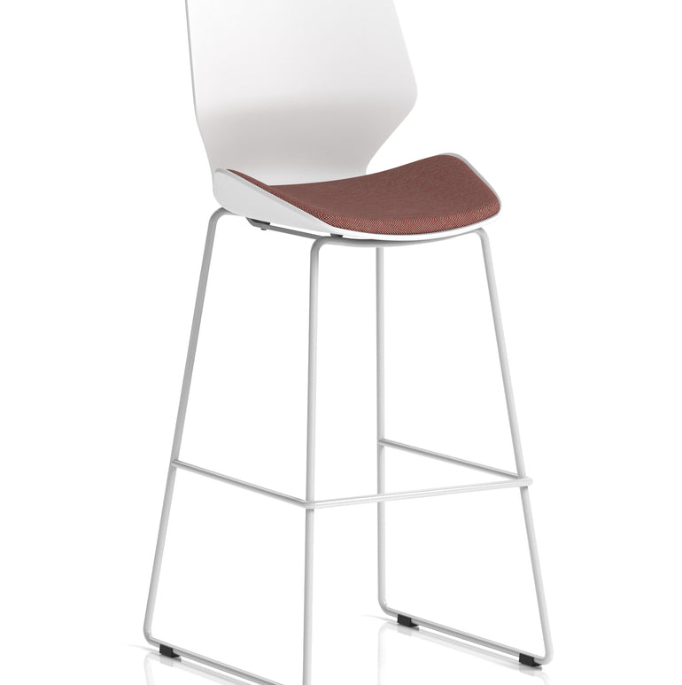 Florence White Frame Fabric Seat High Stool Chair