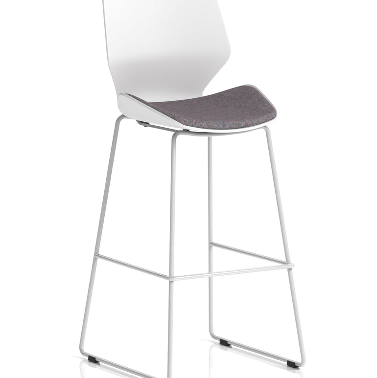 Florence White Frame Fabric Seat High Stool Chair