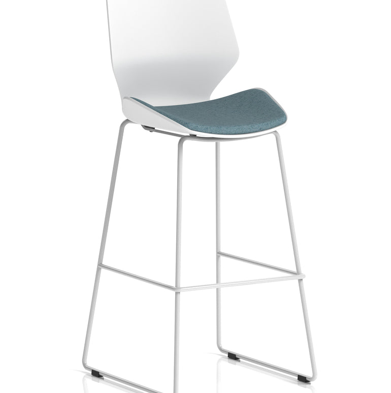 Florence White Frame Fabric Seat High Stool Chair