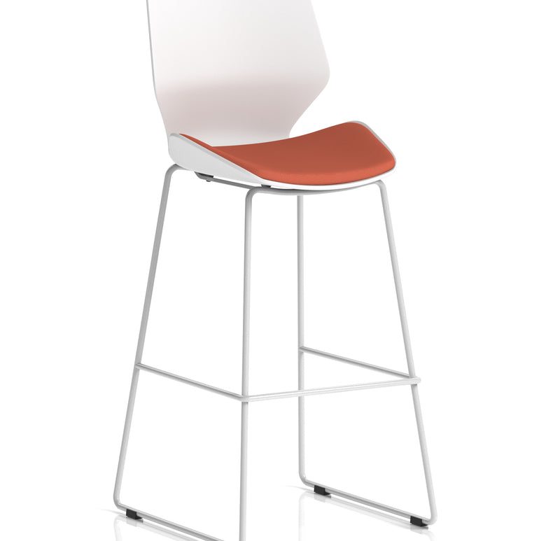 Florence White Frame Fabric Seat High Stool Chair